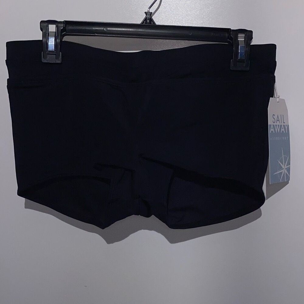 Sail Away Women's Black Elastic‎ Waistband Stretch Swim Shorts Small NWT